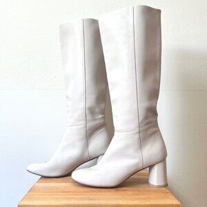 Tall Creamy White Leather Boot from LoQ, size 35